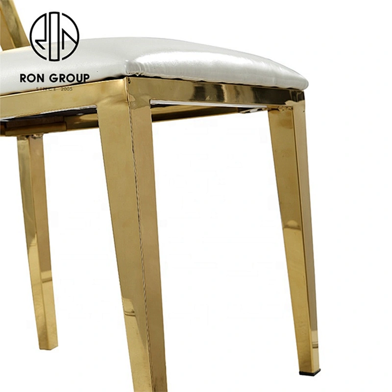 Commercial Lightweight Gold Dining Chairs Stainless Steel