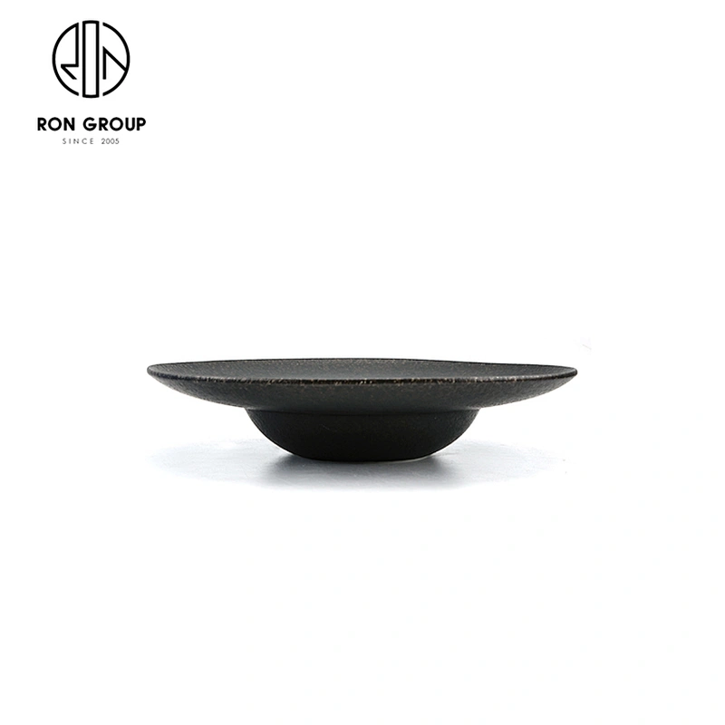 Hotel Black Glazed High Quality Modern Round Porcelain Hat Shape Plate