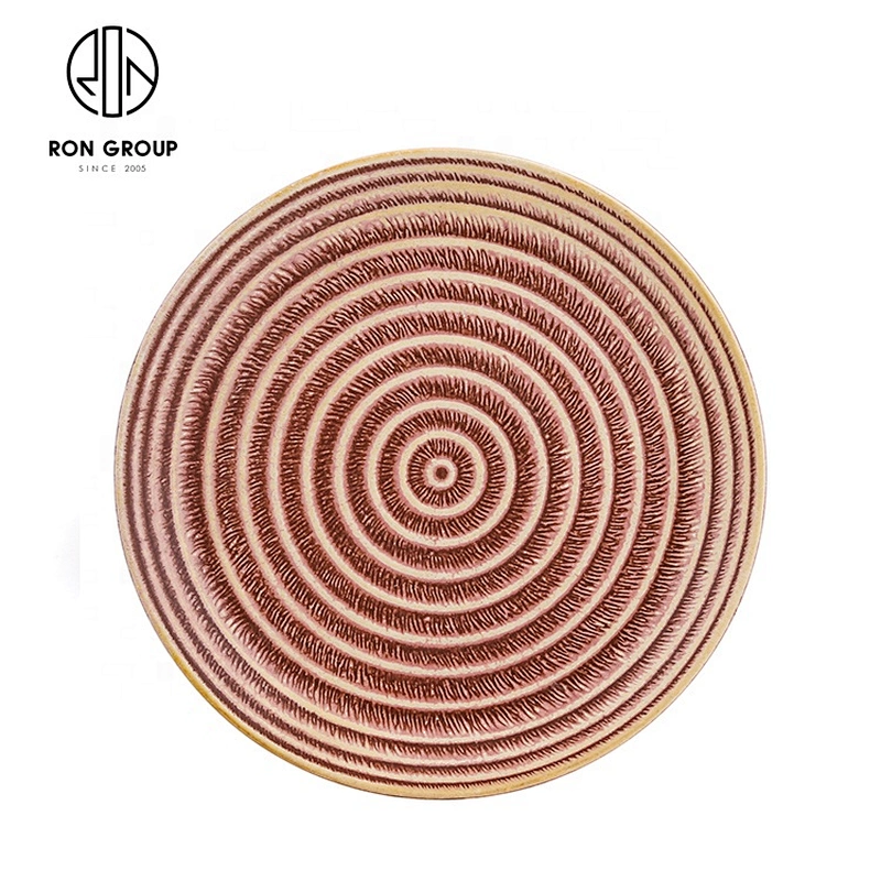 Hot Sale Ripple Shadow Sea Pattern Round Platter For Chinese Restaurant