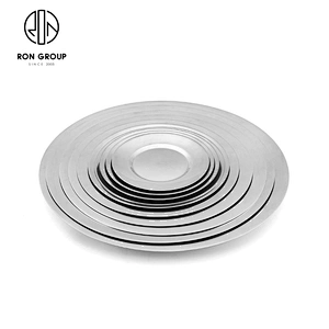 Restaurant Various Sizes Silver Catering Plate Round Shallow Plate
