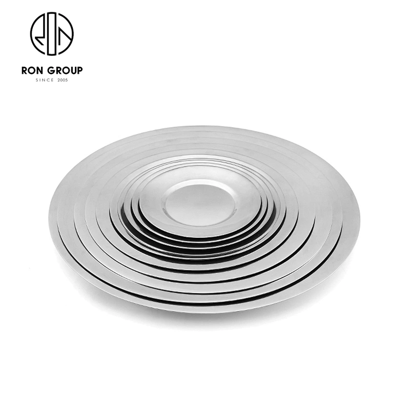 Restaurant Various Sizes Silver Catering Plate Round Shallow Plate