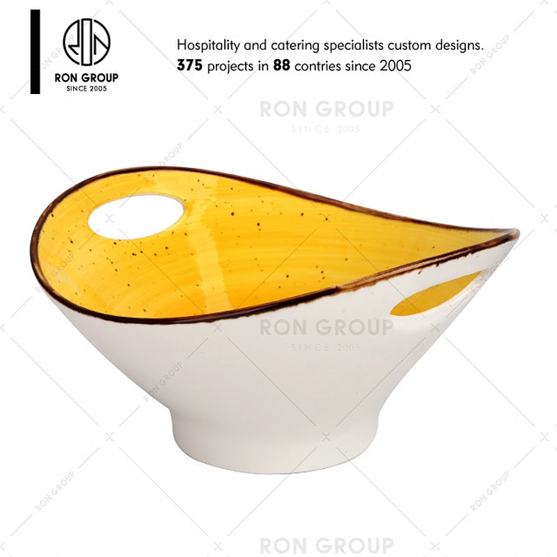 Wholesale Restaurant Yellow Printed Small Ceramic Serving Bowl