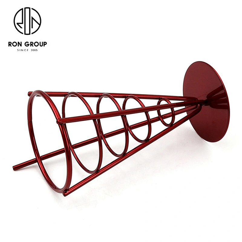 Wholesale Red Spray Chips Stainless Steel French Fry Wire Cup For Restaurant