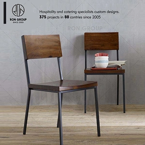 Wholesale Stackable Metal Chair With Solid Wood Seat