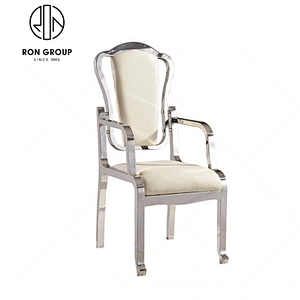 Silver stainless steel cheap metal dining chair