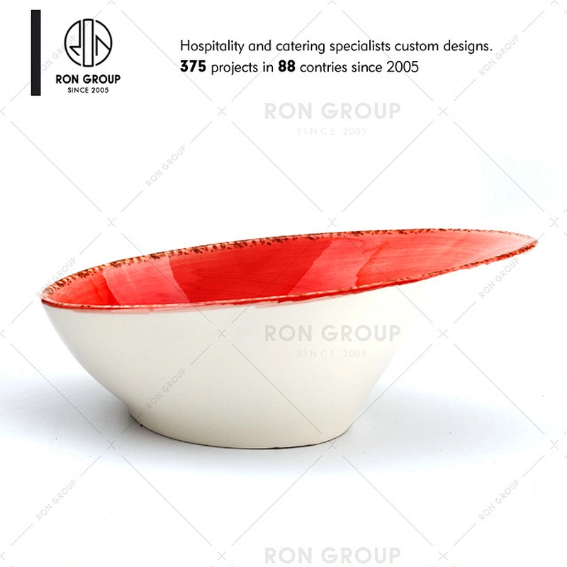 Orange Round Ceramic Dinner Plate For Restaurant