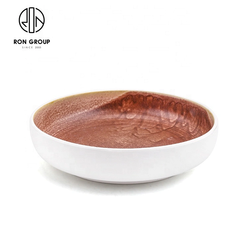 Round Ceramic Single Straight Kiln Powder Soup Plate For Restaurant