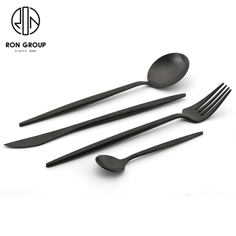 Restaurant Coffee Shop Stainless Steel Cutlery Matte Black Flatware Set