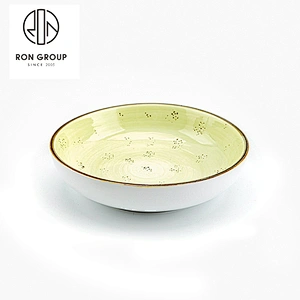 Wholesale Chip-Proof Custom Logo Restaurant Green Dinner Ceramic Plates Set