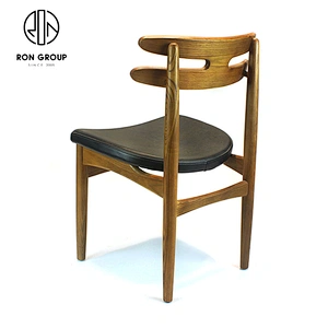 New Design Walnut Ash Solid Wood Lounge Horn Elbow Dining Room Chair