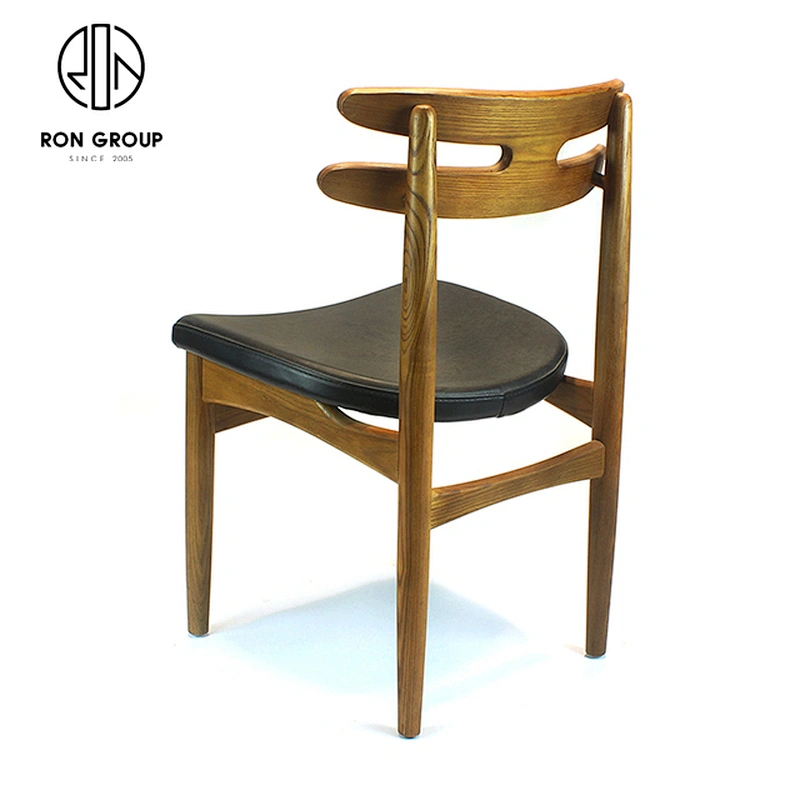 New Design Walnut Ash Solid Wood Lounge Horn Elbow Dining Room Chair