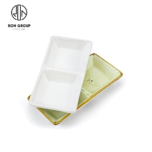 Restaurant Hotel Tableware 2 Compartment Divided Soy Sauce Dish