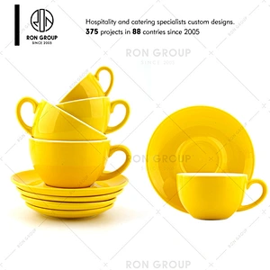 Wholesale Restaurant Black Ceramic Coffee Cup And Saucer