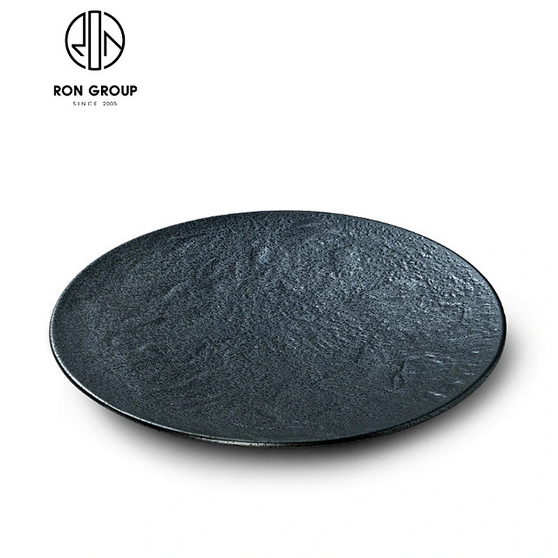 6inch round shallow dinner plate porcelain black tableware plate