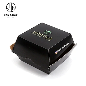 Wholesale Restaurant Coffee Shop Custom Logo Black Paper Food Container