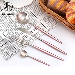 Hot Sale Restaurant Silver Pink Cutlery 304 Stainless Steel Flatware Set