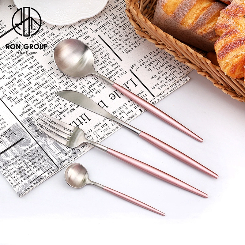 Hot Sale Restaurant Silver Pink Cutlery 304 Stainless Steel Flatware Set