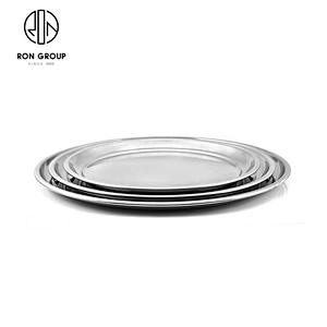 Classic Silver Mirrored Round Metal Serving Tray For Hotel Restaurant