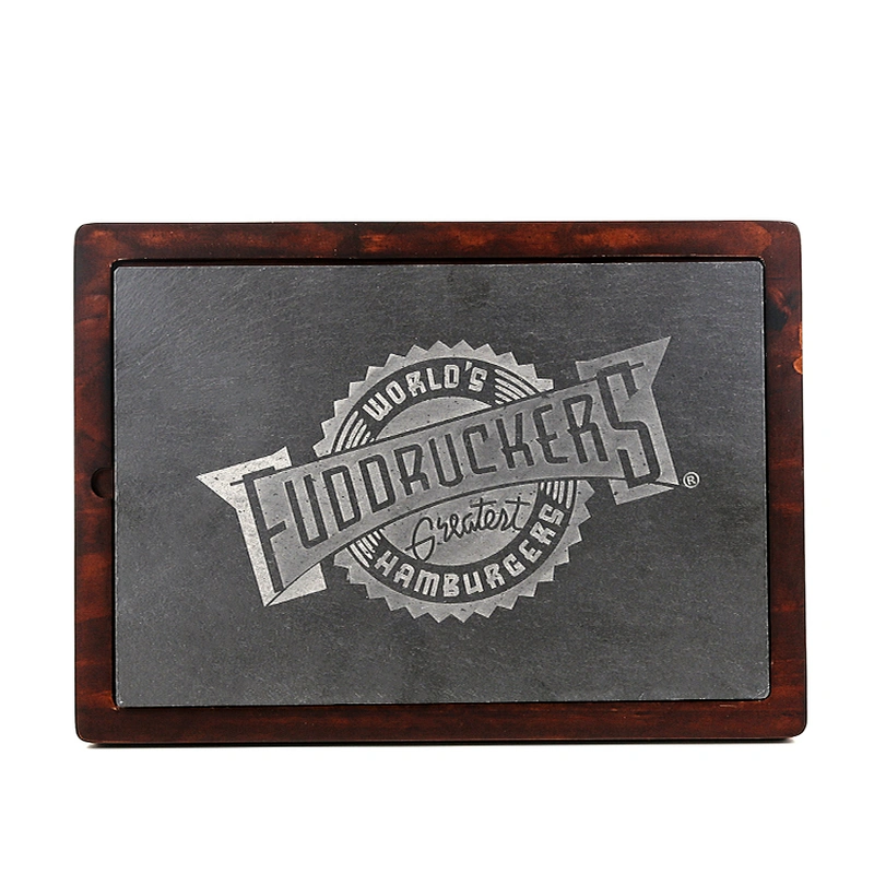 Hot Sale Restaurant Custom Logo Rectangle Steak Cutting Wooden Stone Board