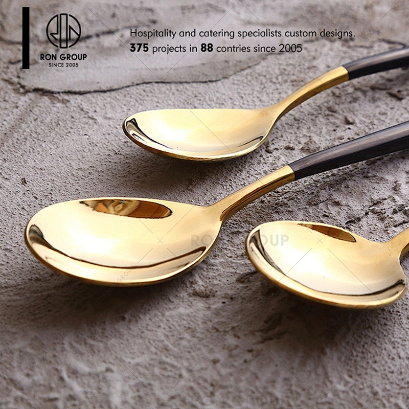 Stainless Steel Black And Gold Wedding Cutlery