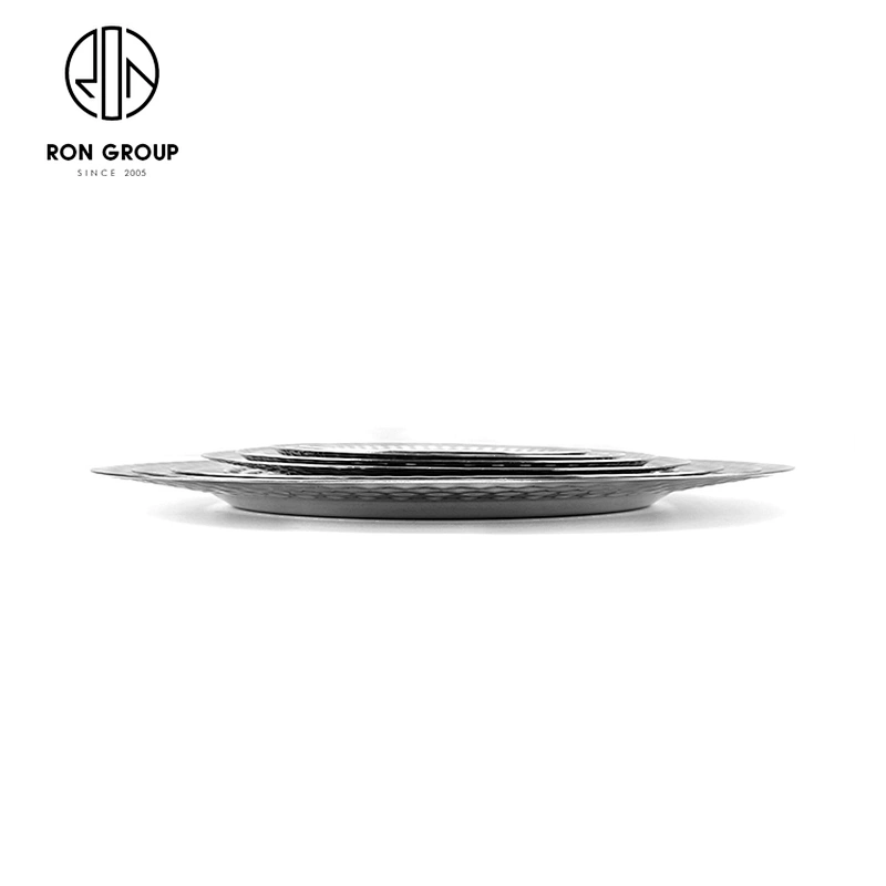 Creative Metal Kitchen Silver Tableware Dish Round Shallow Plate