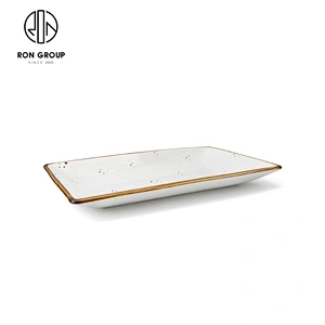 Restaurant Porcelain Dessert Cake Rectangular Dinner Plates For Weddings