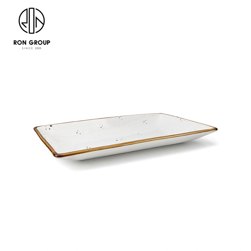 Restaurant Porcelain Dessert Cake Rectangular Dinner Plates For Weddings