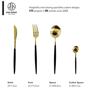 Black Gold Luxury Cutlery Set for Restaurant knife and fork and spoon