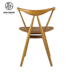 Hot Sale Modern Restaurant Furniture Horn Elbow Dining Ash Wooden Chair