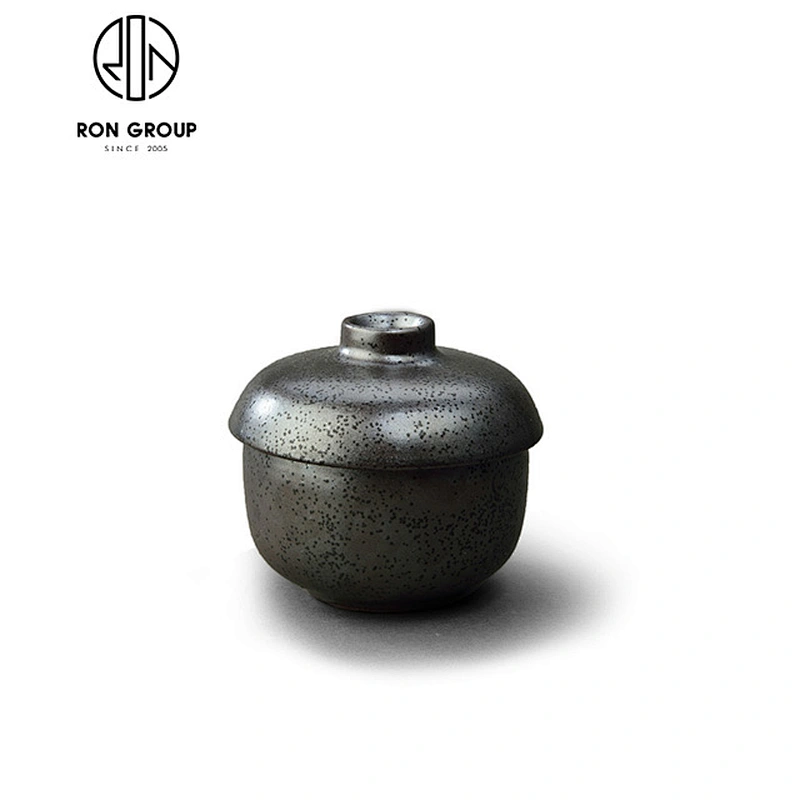 Customized sesame glaze personalized small pot black ceramic pots