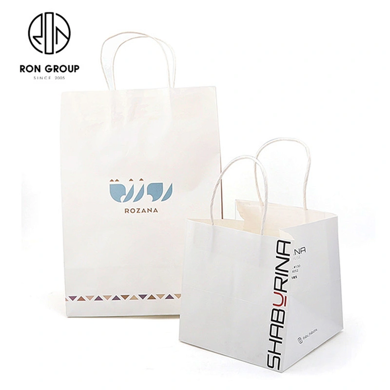 Restaurant Fast Food Store Use Take Away Food Packaging Paper Bag With Handle