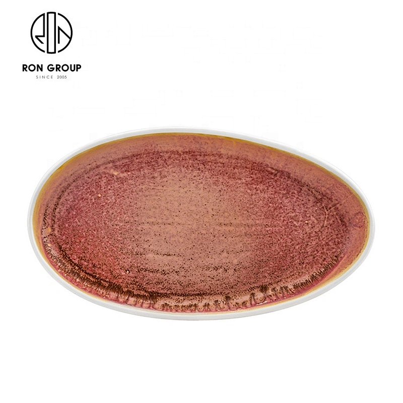 Customized Luxury Ceramic Egg-Shape Plate Disk For Restaurant