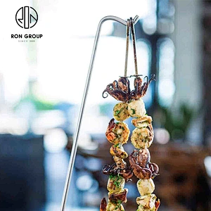Wholesale Stainless Steel Food Stand With Two Needles Metal BBQ Skewers