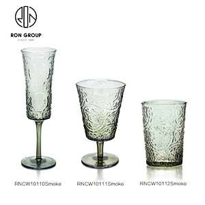 Retro Stemware Glass Relief Glassware Red Wine Glass For Wedding