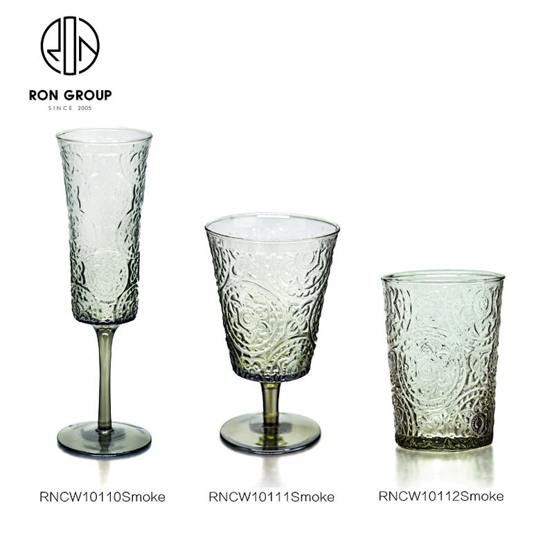Retro Stemware Glass Relief Glassware Red Wine Glass For Wedding