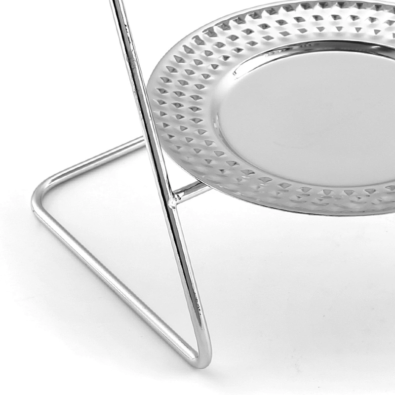 Three-Layer Beveled Round Dish Hotel Table Metal Fruit Plate Display Rack