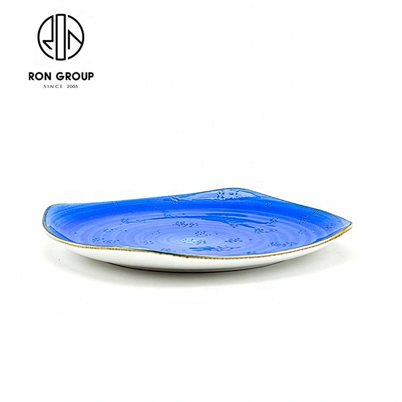 High Quality Customized Durable Restaurant Round Dinner Plates Blue