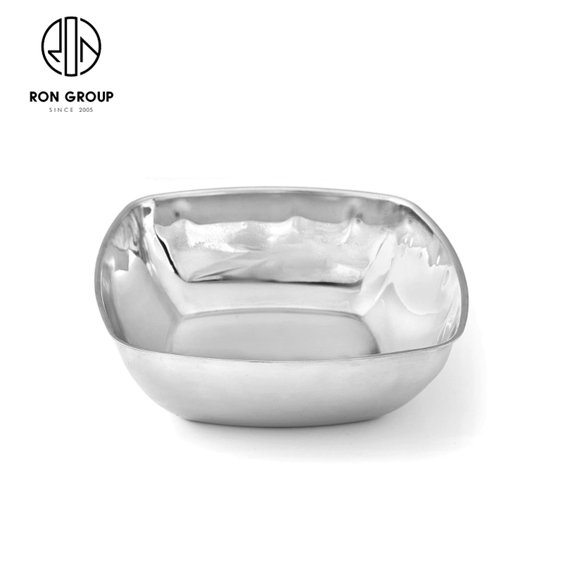 Kitchen Restaurant Stainless Steel High Capacity Metal Square Bowl