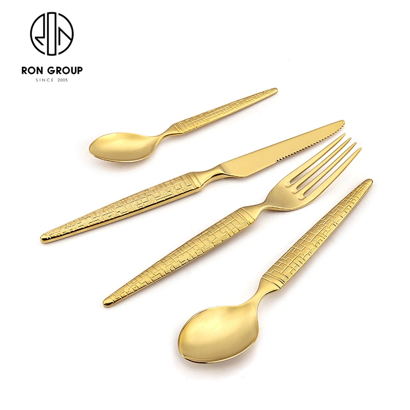 High Quality Reusable Flatware Stainless Steel Kitchen Dining Gold Cutlery