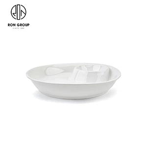 Ceramic White Color Cake Fruit Plate Hotel Porcelain Deep Round Dumplings Dishes