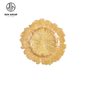 Wholesale Restaurant Wedding Dining Glass Dinnerware Gold Charger Plates