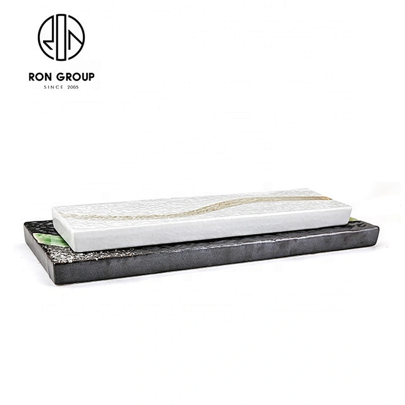Customized Durable Restaurant Set Thick Marbling Strip Plate