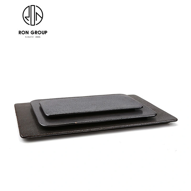 service tray matt black rectangular ceramic plates