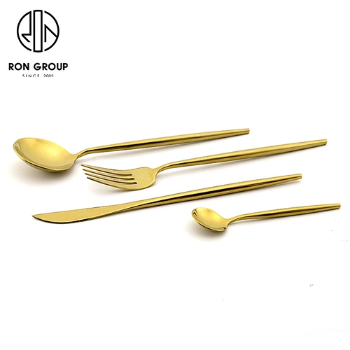 Restaurant Coffee Shop Stainless Steel Dinner Set 4 PCS Glod Cutlery Flatware