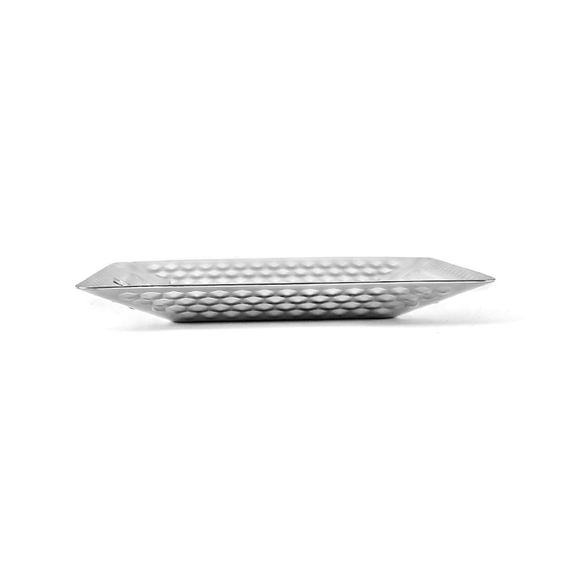 Hotel Silver Dinnerware Stainless Steel Square Diamond Dinner Plate