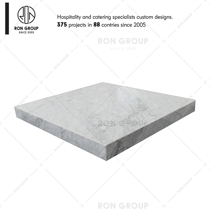 Foshan custom made square white marble table top for dining table
