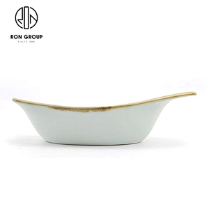 Irregular Hotel Restaurant Random Cyan Created Ceramic Peaked Bowl Plate