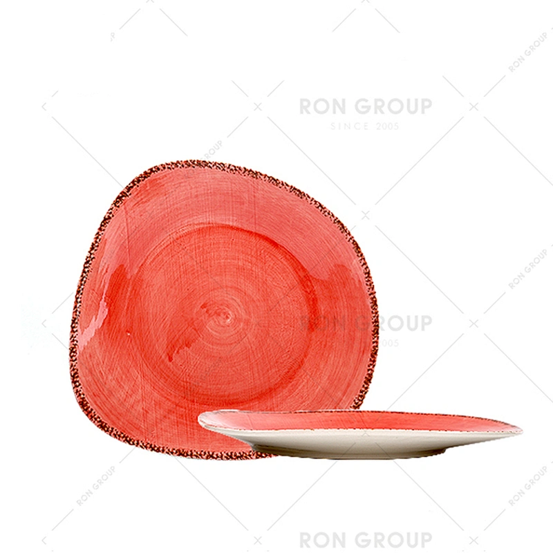 Wholesale Tasteless Ceramic Eco-Friendly Red Dinner Plates
