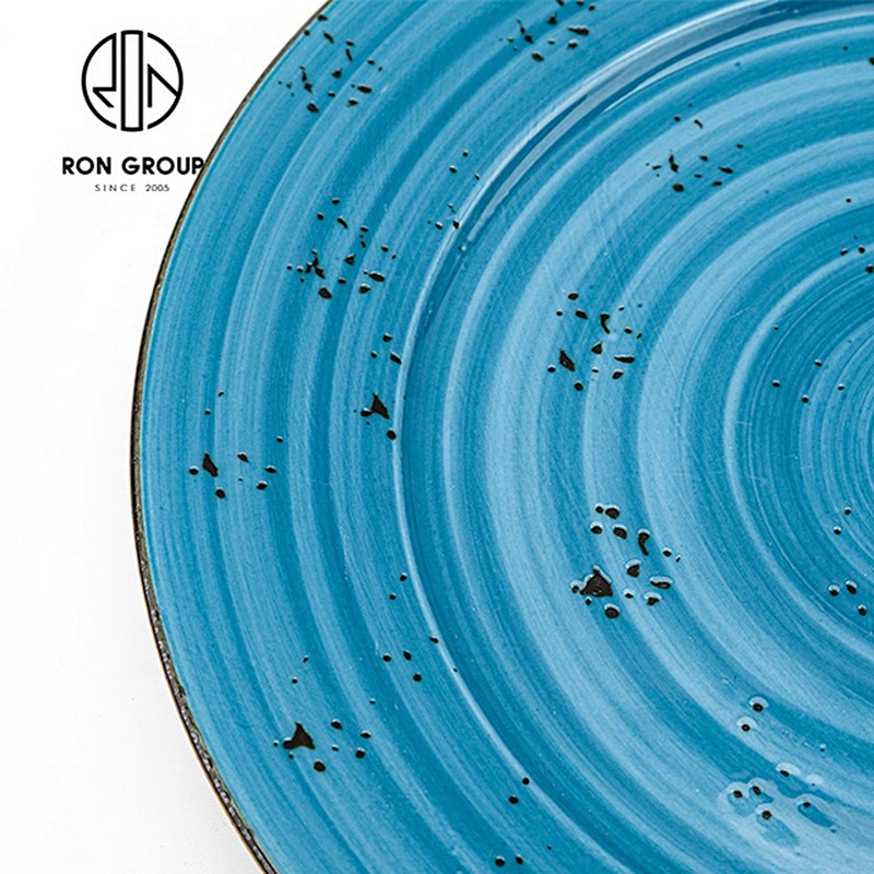Commercial Round Plates For Restaurant Blue Dinner Set
