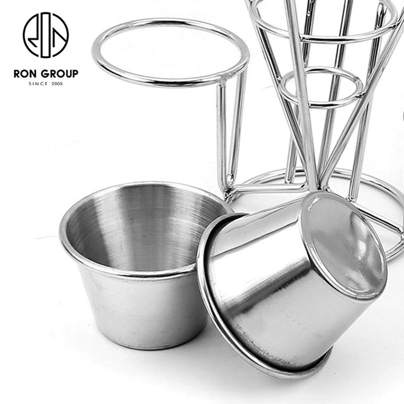 Stainless Steel Countertop Two Cups French Fry Holder Stand